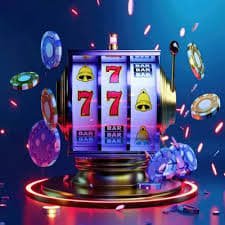 Ilustrasi slot online di platform hidupjitu dengan tema futuristik dan neon